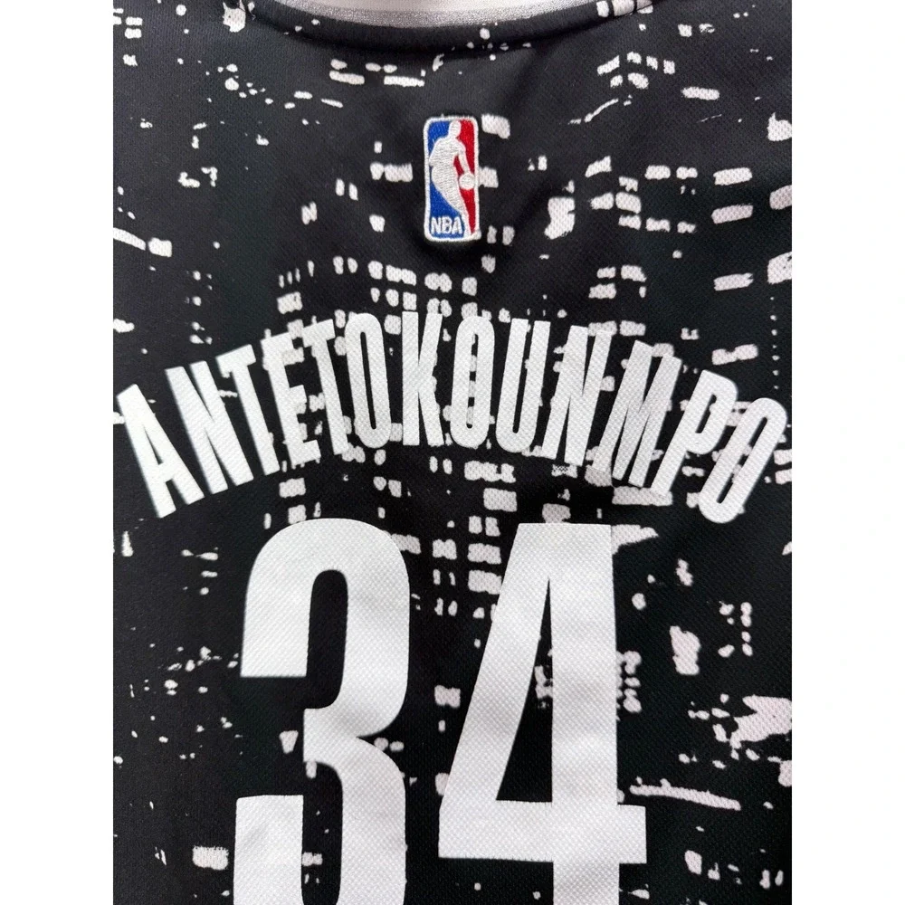 Adidas Milwaukee Bucks Giannis Antetokounmpo 34 Jersey Youth Medium Black White